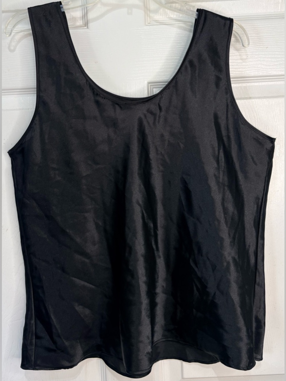 Vintage Delicates Black Satin Cami Lingerie Tank Top 1X